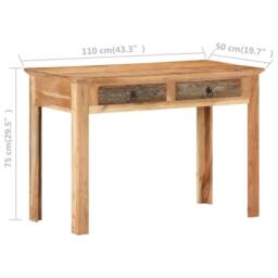 Berkfield Home Desk 110x50x75 cm Solid Reclaimed Wood in Brown - Size: 110 x 50 x 75 cm - thumbnail 7