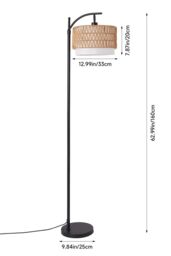 Living and Home Boho Floor Lamp - Rattan & Linen Double Shade - thumbnail 5
