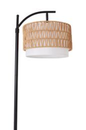 Living and Home Boho Floor Lamp - Rattan & Linen Double Shade - thumbnail 7