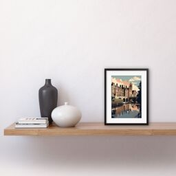 "Artery8 Wall Art Print River Cam & University of Cambridge Buildings Artwork Framed 9X7 Inch in Black - Size: W7"" x H9""" - thumbnail 2