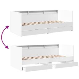 Berkfield Home Daybed with Drawers without Mattress White 90x190 cm Single - thumbnail 8