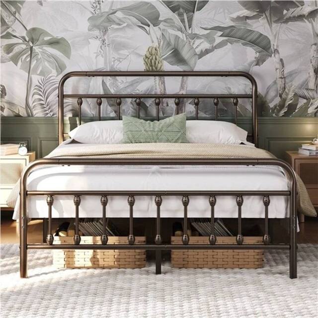 KORVIXA 5ft King Vintage Iron Platform Bed in Bronze - image 1