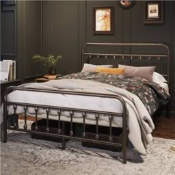 KORVIXA 5ft King Vintage Iron Platform Bed in Bronze - thumbnail 3