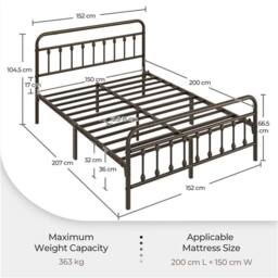 KORVIXA 5ft King Vintage Iron Platform Bed in Bronze - thumbnail 2