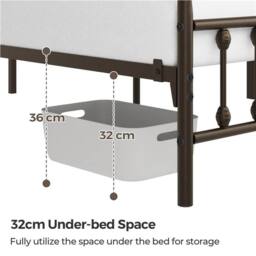 KORVIXA 5ft King Vintage Iron Platform Bed in Bronze - thumbnail 5