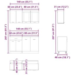 Berkfield Home 4 Piece Kitchen Cabinet Set Lyon Old Wood Engineered Wood in Brown - thumbnail 7