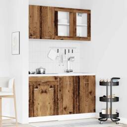 Berkfield Home 4 Piece Kitchen Cabinet Set Lyon Old Wood Engineered Wood in Brown
