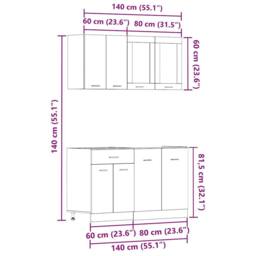 Berkfield Home 4 Piece Kitchen Cabinet Set Lyon Old Wood Engineered Wood in Brown - thumbnail 9