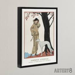 "Artery8 Autumn Symphony Fashion Worth Advert Barbier Black Framed Canvas Art in White - Size: W12"" x H16""" - thumbnail 2