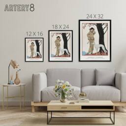 "Artery8 Autumn Symphony Fashion Worth Advert Barbier Black Framed Canvas Art in White - Size: W12"" x H16""" - thumbnail 4
