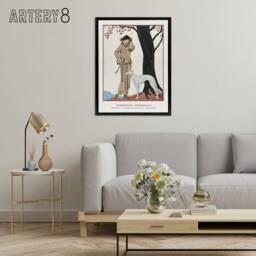 "Artery8 Autumn Symphony Fashion Worth Advert Barbier Black Framed Canvas Art in White - Size: W12"" x H16""" - thumbnail 3