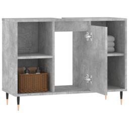 Berkfield Home Bathroom Cabinet Concrete Grey 80x33x60 cm Engineered Wood - Size: 80 x 33 x 60 cm - thumbnail 4
