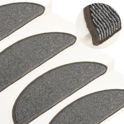 Berkfield Home Carpet Stair Treads 15 pcs Grey 56x17x3 cm - Size: Medium - thumbnail 1