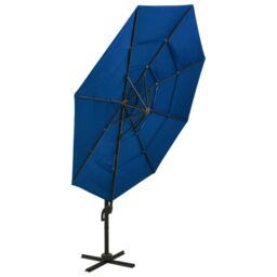 Berkfield Home 4-Tier Parasol with Aluminium Pole Azure Blue 3x3 m - thumbnail 3