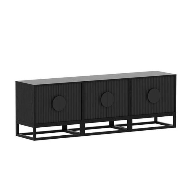 Moderna MMT Fluted 2-Door Storage Cabinet, Adjustable Shelf, Steel Legs in Black - image 1