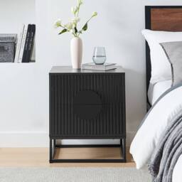 Moderna MMT Fluted 2-Door Storage Cabinet, Adjustable Shelf, Steel Legs in Black - thumbnail 3