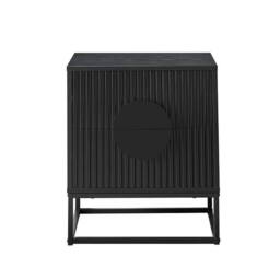 Moderna MMT Fluted 2-Door Storage Cabinet, Adjustable Shelf, Steel Legs in Black - thumbnail 2