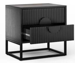 Moderna MMT Fluted 2-Door Storage Cabinet, Adjustable Shelf, Steel Legs in Black - thumbnail 4