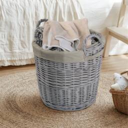 FLAVORA Round Large- Wicker Basket for Storage in Grey - Size: 500mm - thumbnail 3