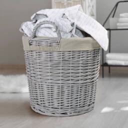 FLAVORA Round Large- Wicker Basket for Storage in Grey - Size: 500mm - thumbnail 2