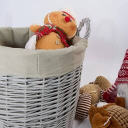 FLAVORA Round Large- Wicker Basket for Storage in Grey - Size: 500mm - thumbnail 5