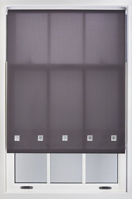 Furnished Daylight Roller Blind with Chrome Square Eyelets - Trimmable Window Shade in Dark Grey - Size: 145 cm width x 210 cm drop - image 1