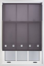 Furnished Daylight Roller Blind with Chrome Square Eyelets - Trimmable Window Shade in Dark Grey - Size: 145 cm width x 210 cm drop