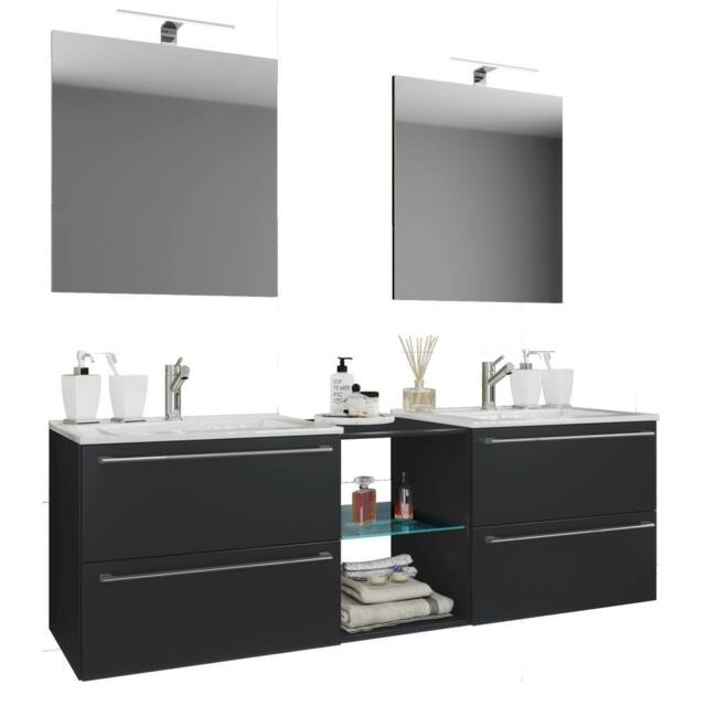 VCM 3 pcs. Washing room washbasin Badinos XXL in Black - image 1