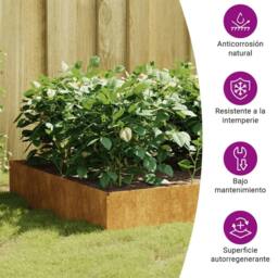 Berkfield Home Garden Raised Bed 100x100x33.5 cm Corten Steel in Brown - thumbnail 8