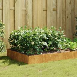 Berkfield Home Garden Raised Bed 100x100x33.5 cm Corten Steel in Brown - thumbnail 2