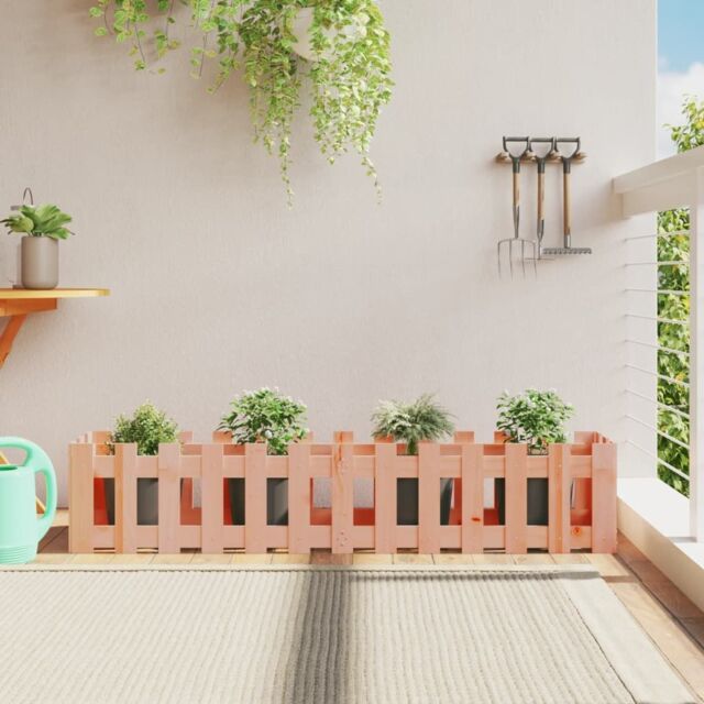Berkfield Home Garden Raised Bed with Fence Design 150x30x30 cm Solid Wood Douglas in Brown - Size: 150 x 30 x 30 cm - image 1