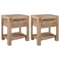Berkfield Home Nightstands with Drawers 2 pcs 40x30x48 cm Solid Acacia Wood in Brown - Size: 40 x 30 x 48 cm - thumbnail 1