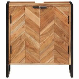 Berkfield Home Bathroom Cabinet 55x35x60 cm Solid Wood Acacia & Iron in Brown - Size: 55 x 35 x 60 cm - thumbnail 3