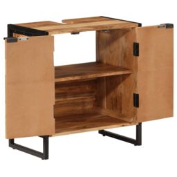 Berkfield Home Bathroom Cabinet 55x35x60 cm Solid Wood Acacia & Iron in Brown - Size: 55 x 35 x 60 cm - thumbnail 2