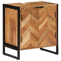 Berkfield Home Bathroom Cabinet 55x35x60 cm Solid Wood Acacia & Iron in Brown - Size: 55 x 35 x 60 cm