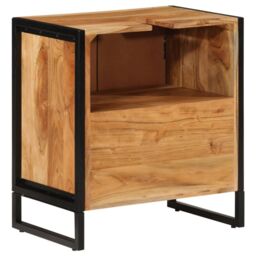 Berkfield Home Bathroom Cabinet 55x35x60 cm Solid Wood Acacia & Iron in Brown - Size: 55 x 35 x 60 cm - thumbnail 5