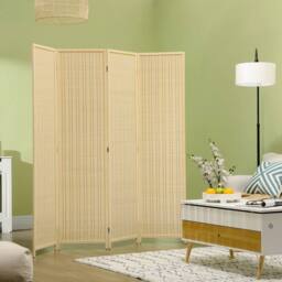 FORGEVIO 4 Panel Room Divider Folding Privacy Screen in Natural - thumbnail 4