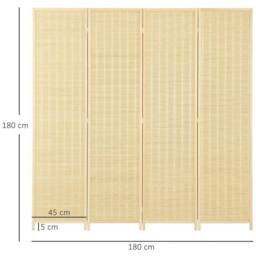 FORGEVIO 4 Panel Room Divider Folding Privacy Screen in Natural - thumbnail 2