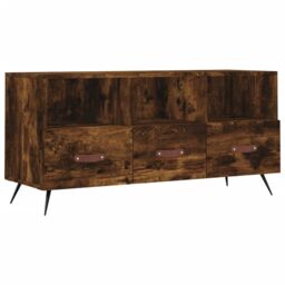 Berkfield Home TV Cabinet Smoked Oak 102x36x50 cm Engineered Wood in Brown - Size: 102 x 36 x 50 cm - thumbnail 2