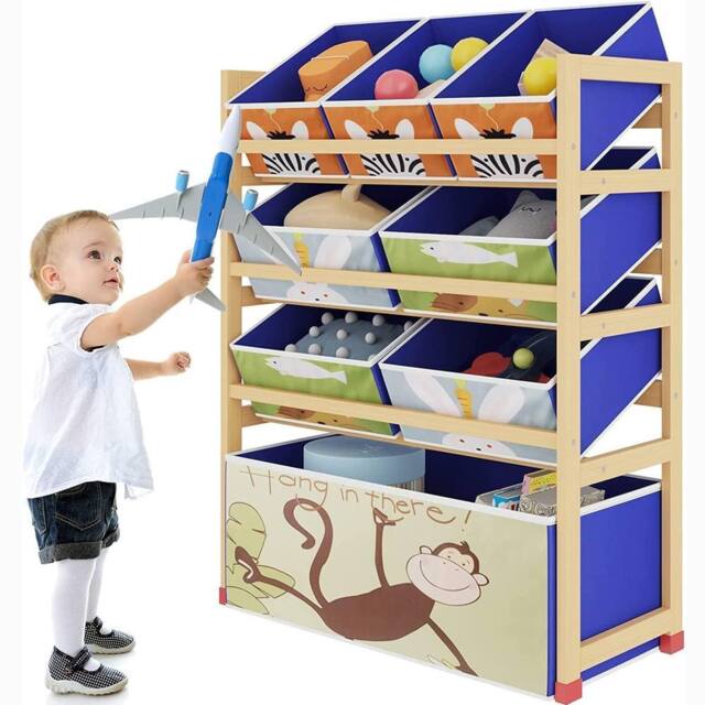 Dprodo Toy Storage Organizer with 3 Tier 8 Boxes in Light Oak - image 1
