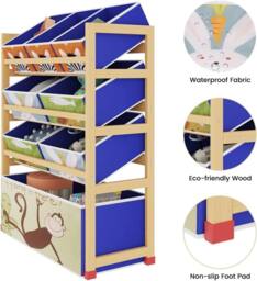 Dprodo Toy Storage Organizer with 3 Tier 8 Boxes in Light Oak - thumbnail 6