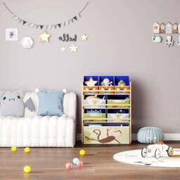 Dprodo Toy Storage Organizer with 3 Tier 8 Boxes in Light Oak - thumbnail 7