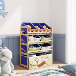 Dprodo Toy Storage Organizer with 3 Tier 8 Boxes in Light Oak - thumbnail 4