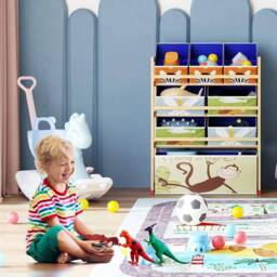 Dprodo Toy Storage Organizer with 3 Tier 8 Boxes in Light Oak - thumbnail 2