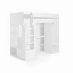 Flair Harry High Sleeper Bed with Desk, Wardrobe & Storage in White - Size: Single - thumbnail 4