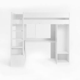 Flair Harry High Sleeper Bed with Desk, Wardrobe & Storage in White - Size: Single - thumbnail 5