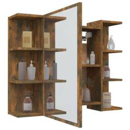 Berkfield Home Bathroom Mirror Cabinet Smoked Oak 80x20.5x64 cm Engineered Wood in Brown - thumbnail 4