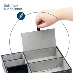 LIVIVO Deluxe 5-Compartment Valet Organiser - Black/Grey in Black - thumbnail 5