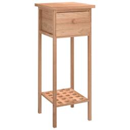 Berkfield Home Side Table with Drawer 25x25x60cm Solid Wood Walnut in Brown - Size: 25 x 25 x 60 cm - thumbnail 2