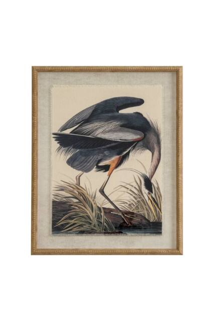 KDMD Flora & Fauna Heron Wall Art in Beaded Linen Frame in Brown - image 1